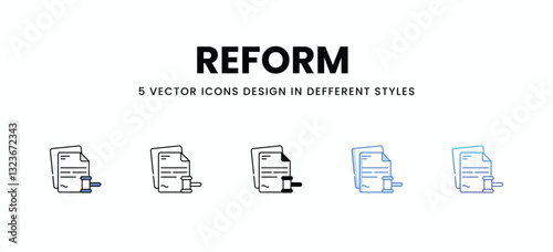 Reform  vector icons set stock illustration