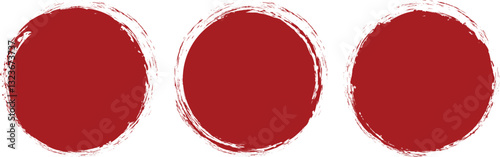 Set of red round hand-drawn highlights circles. Red grunge circle stamp. Stamp for grunge badge, seal, ink, and badge design template.