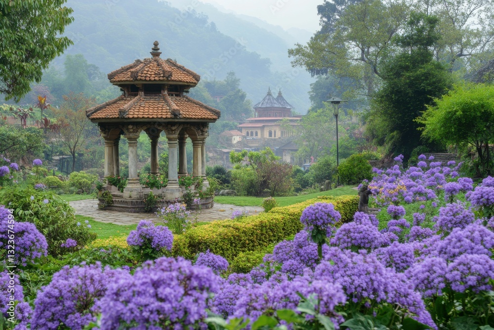 Verbena Officinalis in Kathmandu Nepal - Garden of Dreams Blooming with Purple Beauty Verbena Officinalis in Kathmandu Nepal - Garden of Dreams Blooming with Purple Beauty