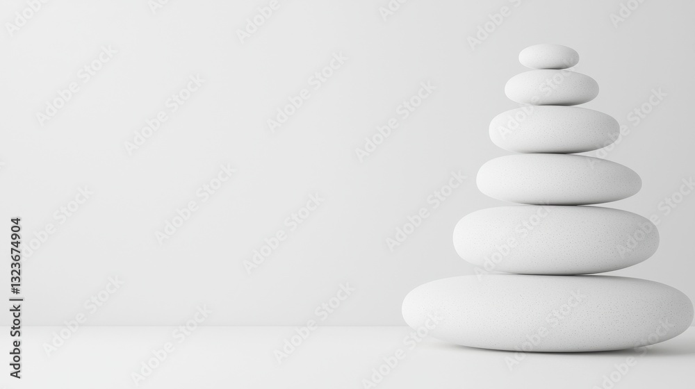 Minimalist White Stones Stacked on a Clean Background Minimalist White Stones Stacked on a Clean Background