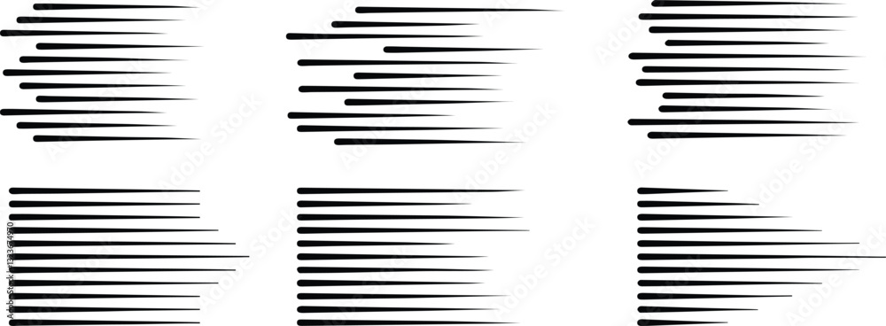 Speed Line Set. Comic motion speed lines. Horizontal speed motion lines. Fast motion effect. Speed and fast action symbol. 