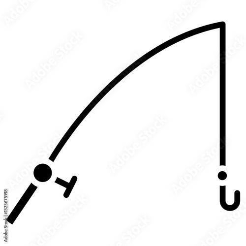 Fishing Rod Line Icon Style