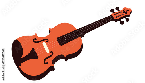 Illustration of a violin in orange and black design