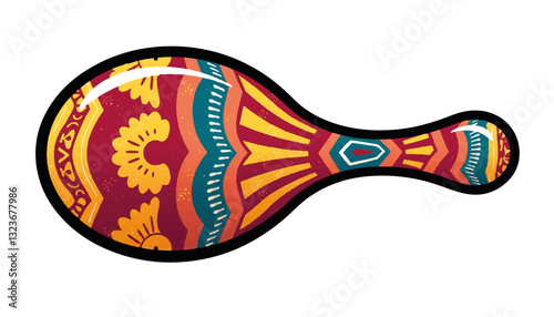 Colorful maraca with intricate patterns