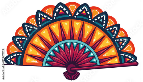 Colorful decorative fan design in vibrant style