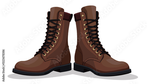 Brown leather boots on a white background