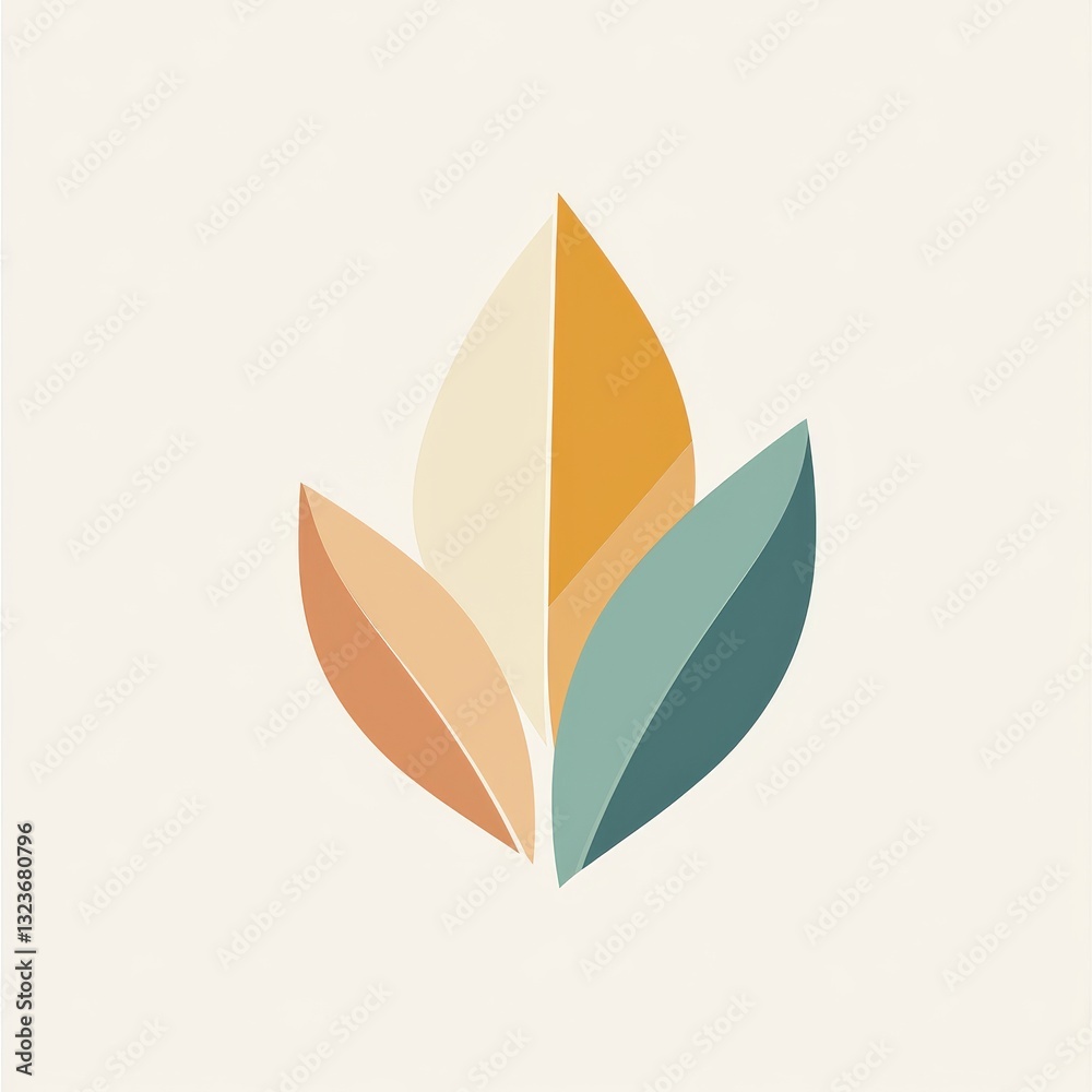 Logo Design Featuring Abstract Leaf Shapes in Vibrant Colors