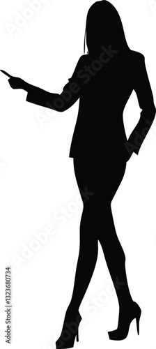 Minimalist Elegant Vector Silhouette of a Slim Woman in Professional Attire