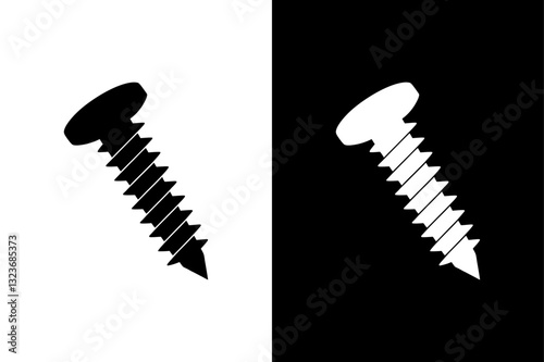Black and White Screw Silhouette Perfect for Hardware & Construction Designs.