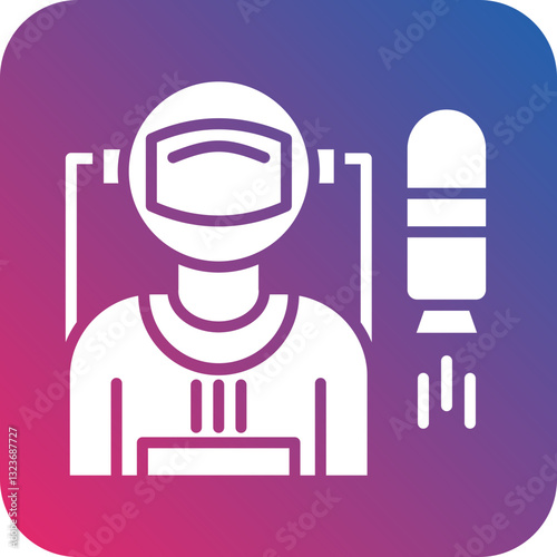 Astronaut Flying Icon Style