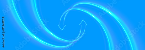 Two arrows go round. Exchange and money transfer. Circulation arrows in motion.