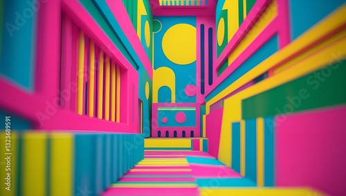 Bright rainbow line art creates a creative colorful vector pattern