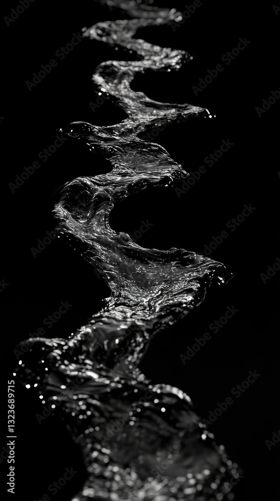 Fototapeta premium Abstract Water Flow: A Striking Black and White Liquid Design