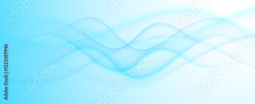 Blue futuristic soft smoke gradient. Air flow. Fresh aroma. Curved lines background.