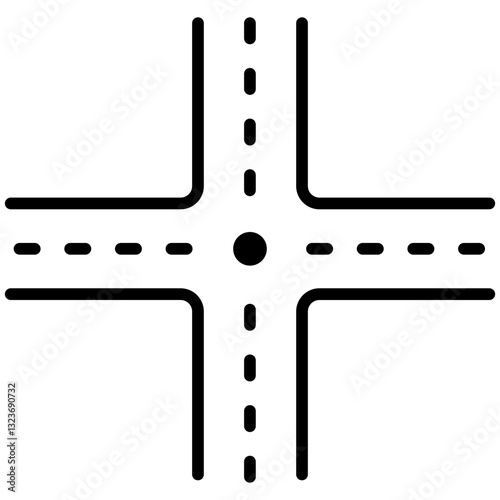 Crossroad Line Icon Style