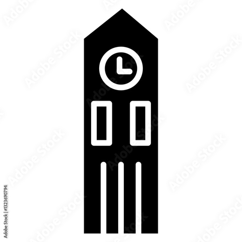 Clock Tower Line Icon Style