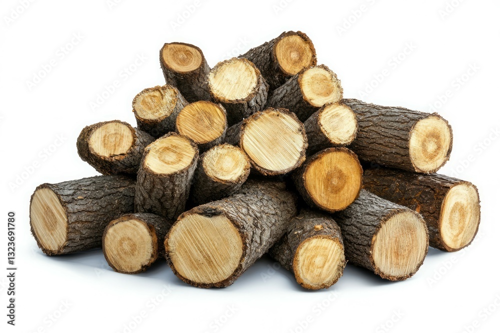 Stack of natural logs on white background. AI image Stack of natural logs on white background. AI image