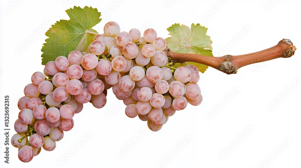 Fototapeta premium Pink Grape Vine Cluster Isolated on White