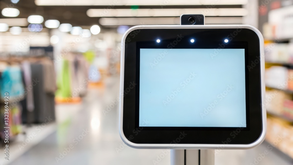 Customer experience interaction data concept. Digital kiosk display in a retail environment. Customer experience interaction data concept. Digital kiosk display in a retail environment.