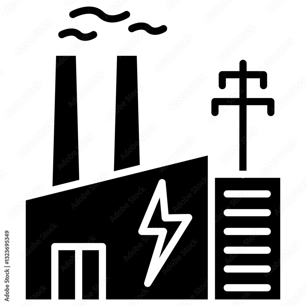 Fototapeta premium Electric Factory Line Icon Style