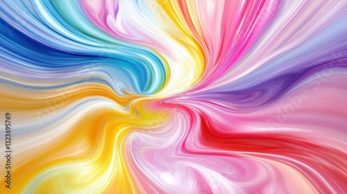 A vibrant swirl of colors blending harmoniously, featuring shades of blue, yellow, pink, and purple, creating a dynamic and abstract visual effect.