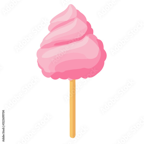 My Simple flat 2D icon pink cotton candy isolated on transparent background, vector, flat design, animation design, simple flat 2D icon, clipart