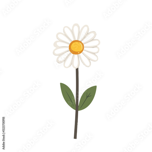 Wallpaper Mural My Simple flat 2D icon white daisy branch with green leaves isolated on transparent background, vector, flat design, animation design, simple flat 2D icon, clipart Torontodigital.ca