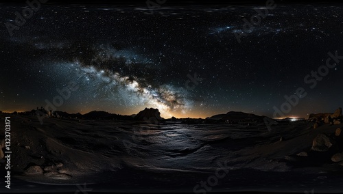 Milky Way over a desert landscape at night