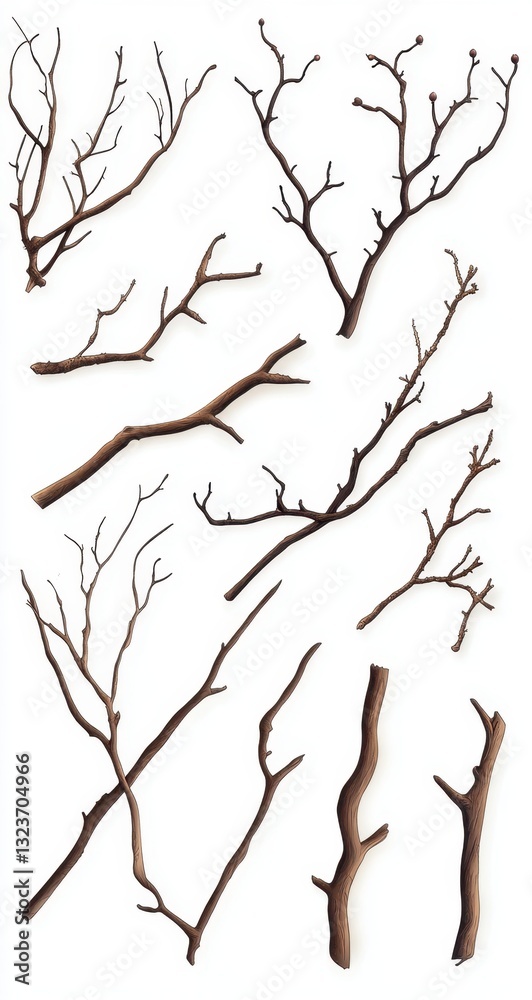 Fototapeta premium Elegant collection of detailed nature inspired branches