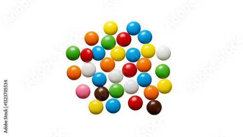 Colorful round candies scattered isolated on a transparent background Generative Ai.
