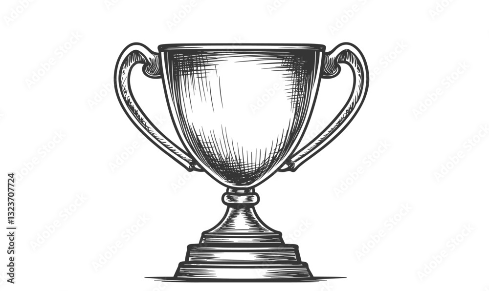 Detailed trophy drawing, award cup linear vector, icons set. Detailed trophy drawing, award cup linear vector, icons set.