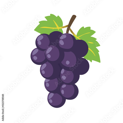 Very Simple flat 2D illustration purple grape in white bowl isolated on transparent background, vector, flat design, animation design, simple flat 2D icon, clipart