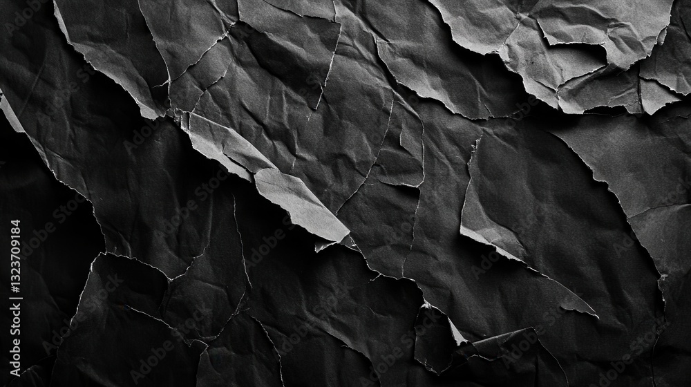 Ripped paper, black background. Generative AI Ripped paper, black background. Generative AI