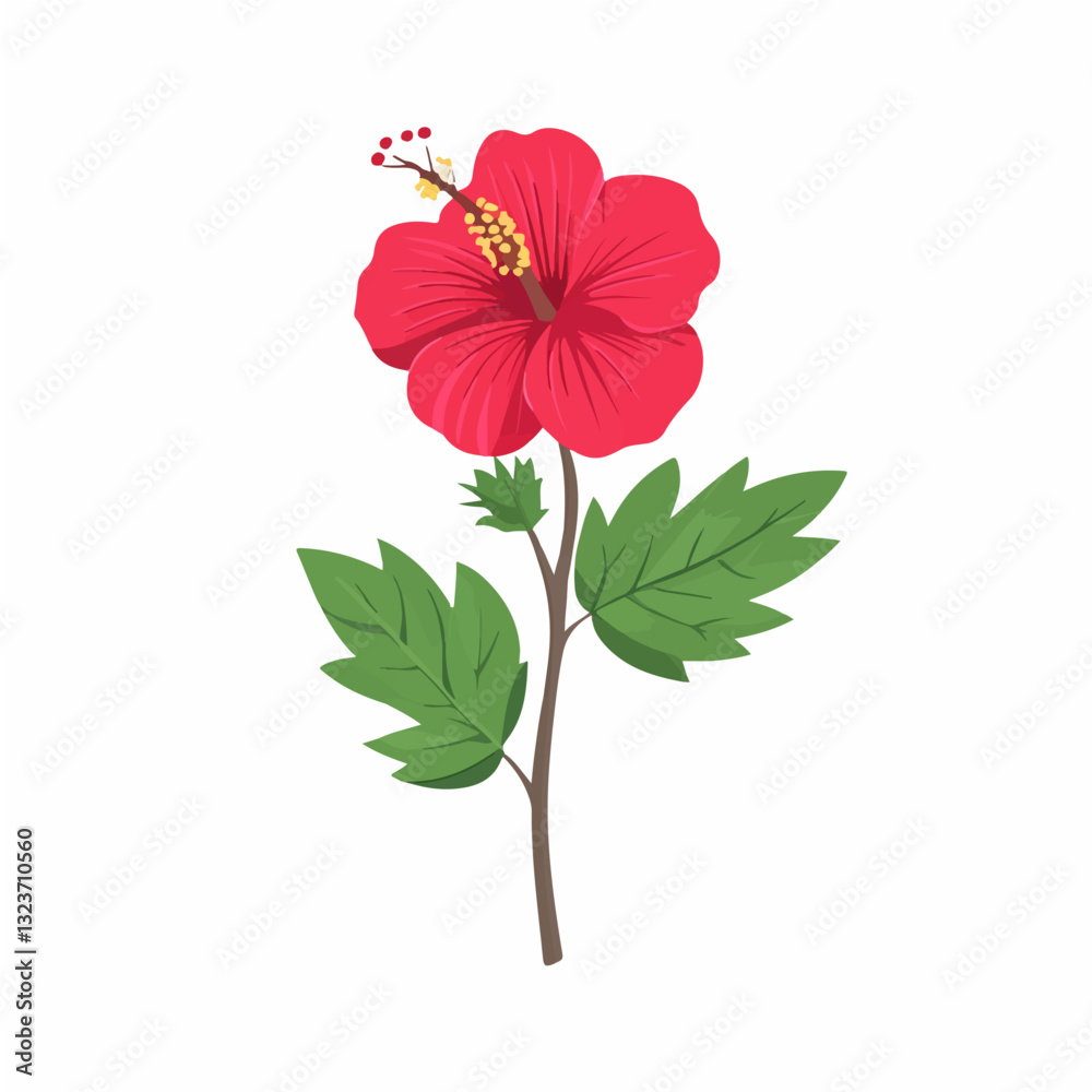 My Simple flat 2D illustration red hibiscus branch isolated on transparent background, vector, flat design, animation design, simple flat 2D icon, clipart My Simple flat 2D illustration red hibiscus branch isolated on transparent background, vector, flat design, animation design, simple flat 2D icon, clipart
