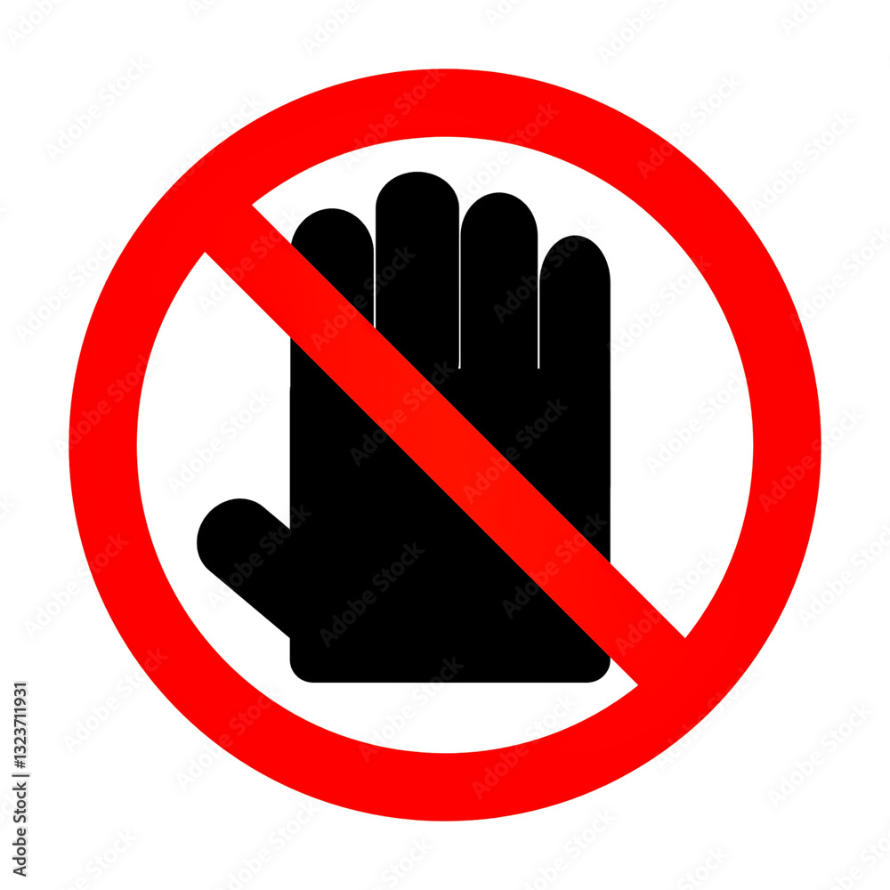 Stop Sign with Hand Symbol - No Entry or Restricted Area Warning Illustration Stop Sign with Hand Symbol - No Entry or Restricted Area Warning Illustration
