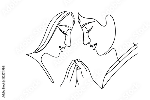 Indian Couples Wedding, Line Art, Elegant Design, Spiritual Union, Hindu Bridegroom, Sacred Ceremony