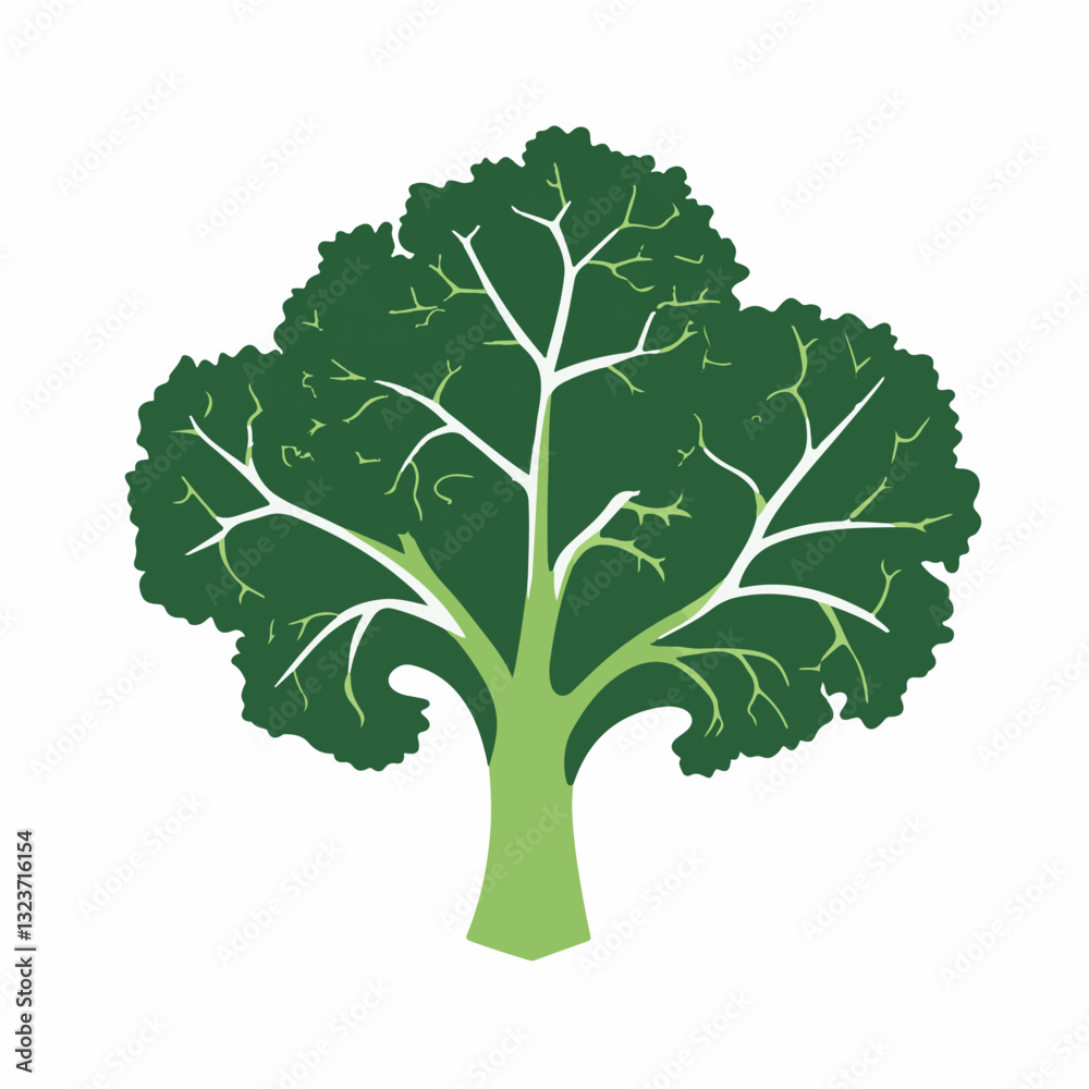 Obraz premium Simple flat 2D illustration kale branch isolated on transparent background, vector, flat design, animation design, simple flat 2D icon, clipart