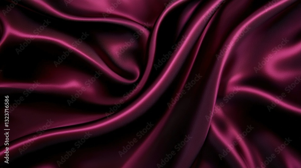 Fototapeta premium A close-up of luxurious burgundy silk fabric, showcasing its smooth texture and elegant drape, creating a rich and sophisticated visual appeal.