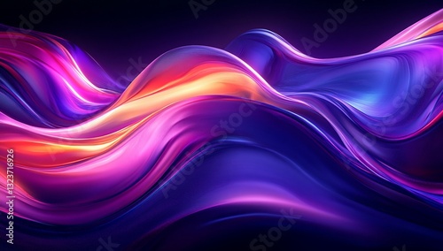 Wallpaper Mural Abstract fluid waves of vibrant purple and orange on a dark background Torontodigital.ca
