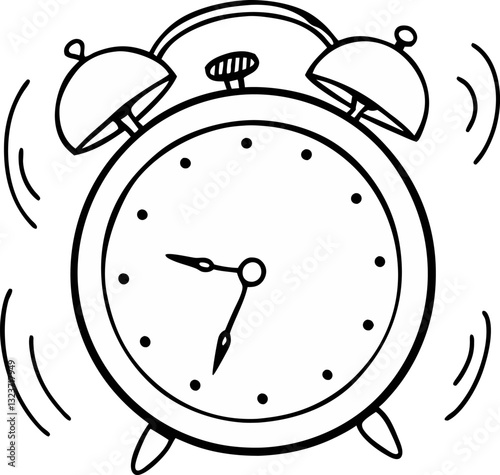 Vibrant Alarm Clock Drawing  Vintage Bell Style Wake Up Timepiece Illustration