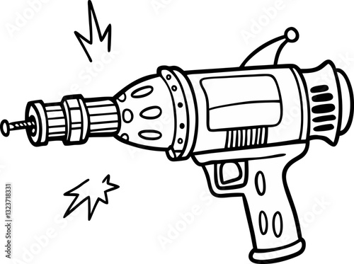 Retro Ray Gun Illustration Vintage Sci Fi Weapon Concept Art
