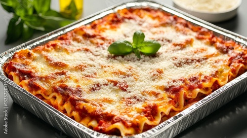 Delicious Homemade Lasagna with Fresh Basil and Parmesan Cheese