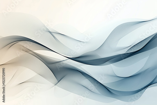 Obraz na płótnie Elegant Abstract Waves with Calming Gradient of Soft Blues, Beiges, and Warm Grays w salonie