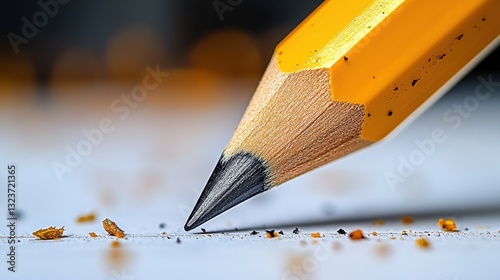 A bright yellow pencil, its point sharpened to a razor s edge, lay poised on a pristine, white workspace, ready to embark on a creative adventure.
