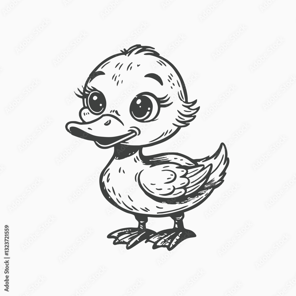 Cute little duck cartoon character. cute duck cartoon isolated on white background