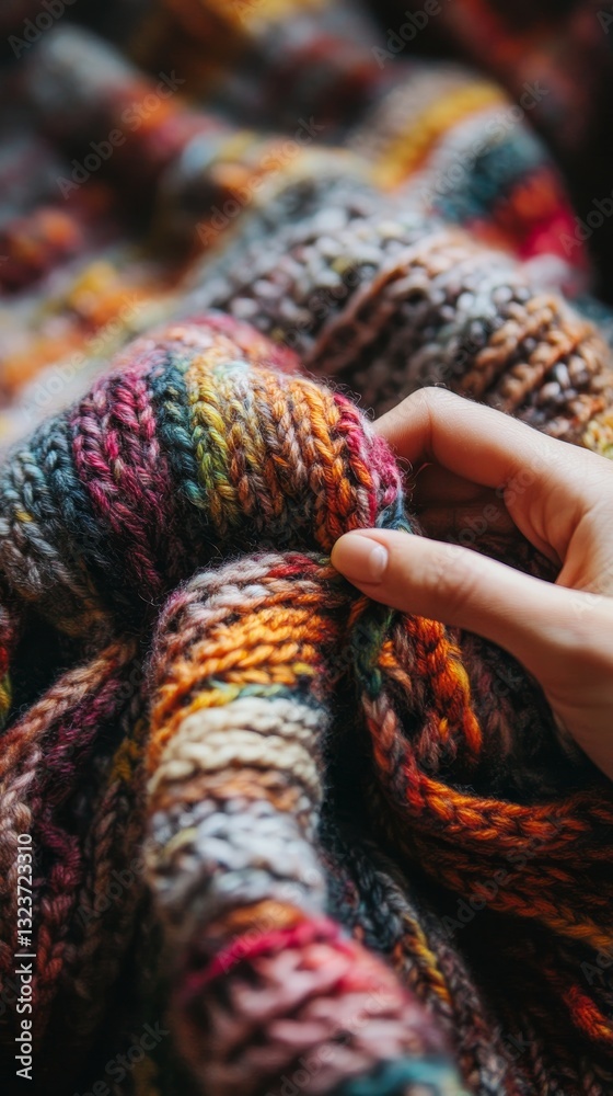 Fototapeta premium Handcrafted Knitwear: A Colorful Texture of Warmth and Comfort
