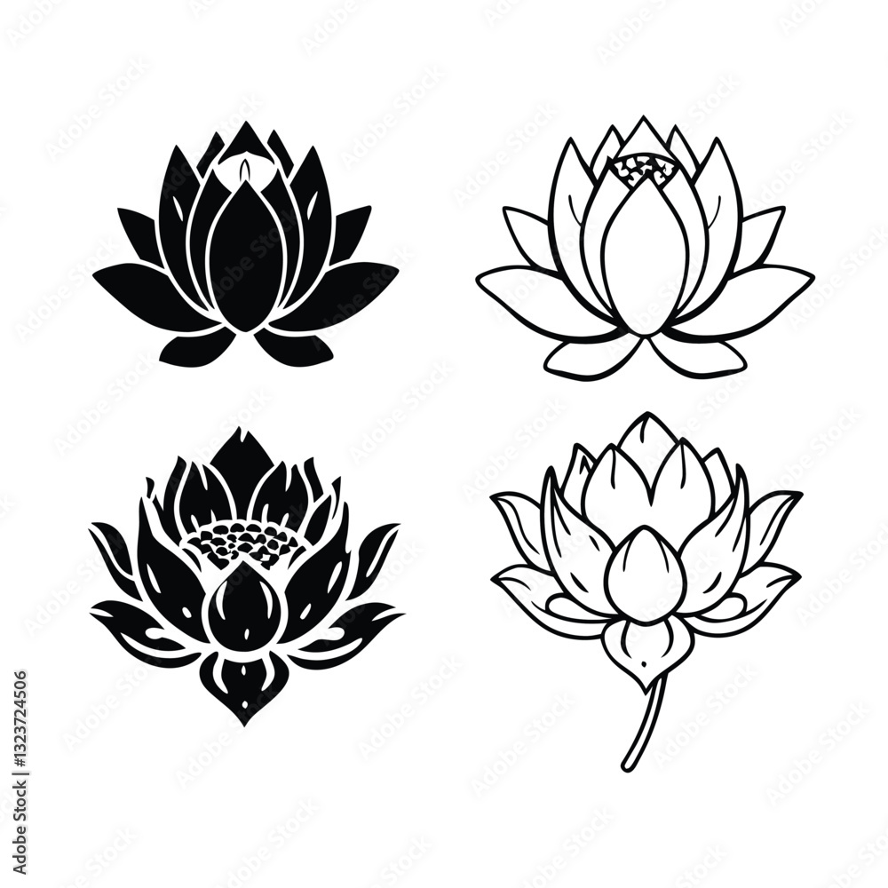 Fototapeta premium Lotus flower signs set vector image (2).eps