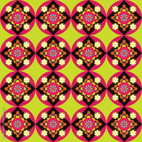  Traditional Floral Pattern with Vibrant Colors