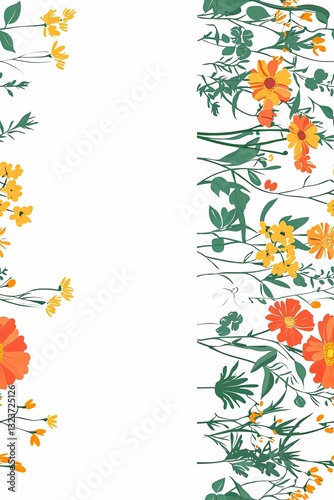 Vertical Seamless floral vintage pattern.