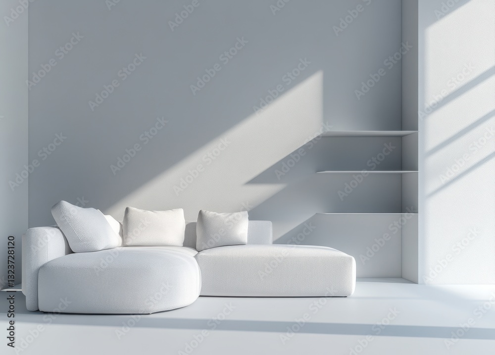 Modern Minimalist White Living Room Design with Contemporary Sofa Modern Minimalist White Living Room Design with Contemporary Sofa